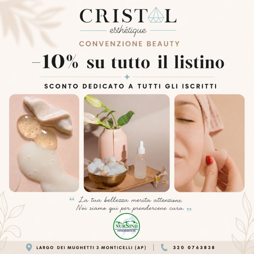 Nuova convenzione beauty con Cristal Esthétique per gli iscritti NurSind