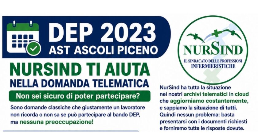 DEP 2023 AST Ascoli: niente panico, alla domanda telematica ci pensa NurSind